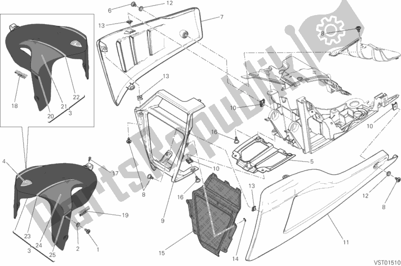 All parts for the Front Mudguard of the Ducati Diavel Carbon FL Thailand 1200 2016